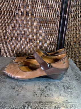 Pikolinos Leather Mary Jane Wedges Size 8.5